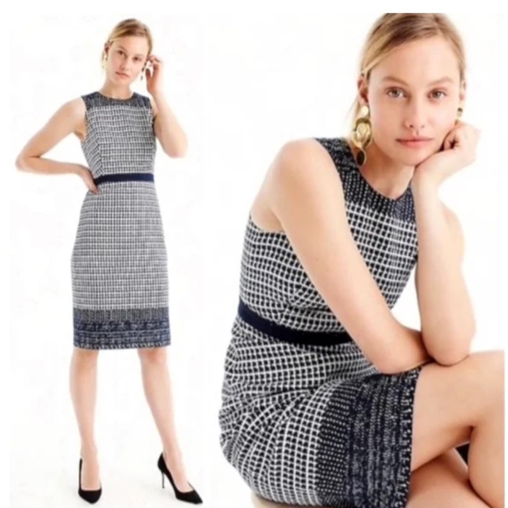 J. Crew Navy and White Patterned Dress